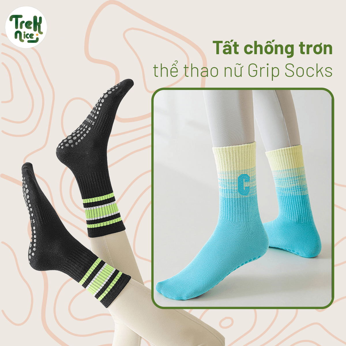 Tất chống trơn thể thao Grip Socks - Chống trượt, êm chân