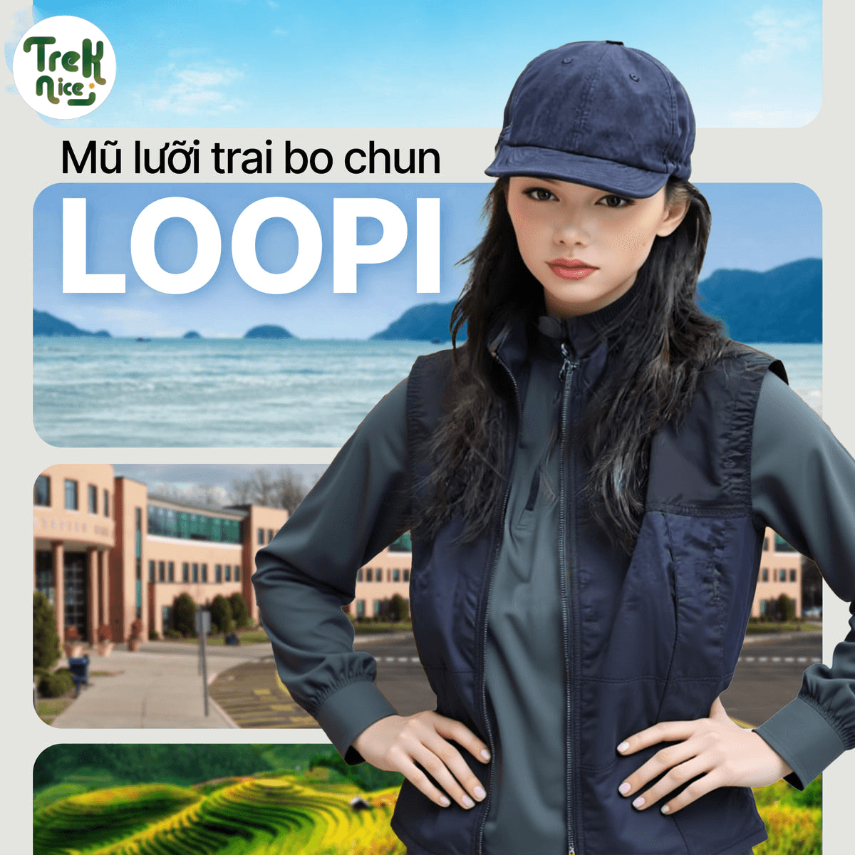 Mũ lưỡi trai bo chun Loopi - linh hoạt, thời trang