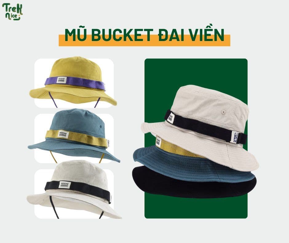 Mũ Bucket Đai Viền TrekNice – Phụ Kiện Trekking Nhẹ Nhàng, Đầy Phong Cách